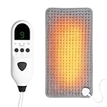 Electric Heating Pad, Soft Heated Pad with LCD Controller, 9 Heating Levels, 4 Gears Timing, Fast Heating & Machine Washable, Great for Back Neck Shoulder Belly Leg Arm, 60cmx30cm, Gray