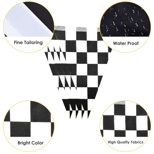 Image of AhfuLife 60 Pcs Checkered Pennant Flag Banner, Checkered String Flags Racing Flags, Small Black and White Flag Buntings for Car Race Racing Party Car Garden Street Decorationss (5.5x8.3 Inch -33 Ft)