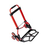 Carro de mano plegable resistente – Capacidad de 80 kg plegable multiusos para equipaje, viajes, oficina, mudanzas – Carrito rojo versátil para un fácil transporte