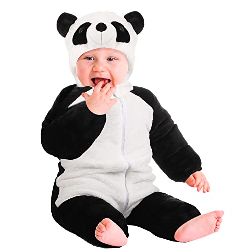Baby Panda Costume Unisex Baby Panda Winter Autumn Panda Style Romper Flannel Hooded Baby Cosplay Jumpsuit (0-6 Month)