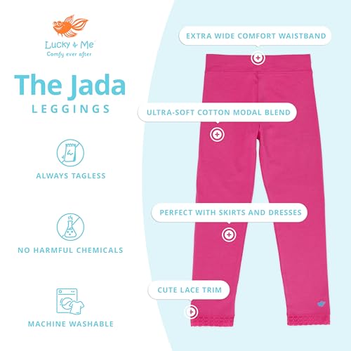 Lucky & Me | Jada Girls Leggings | Tagless | Full Length, Lace Trim, Wide Waistband | 3-Pack2