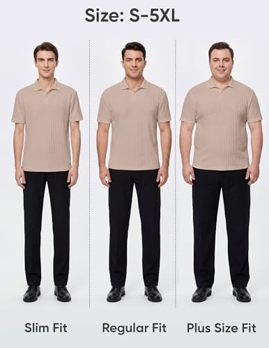 Image of JMIERR Mens Casual Polo Shirt Summer Short Sleeve Vacation Button Beach Knit Stretchy Golf Shirts