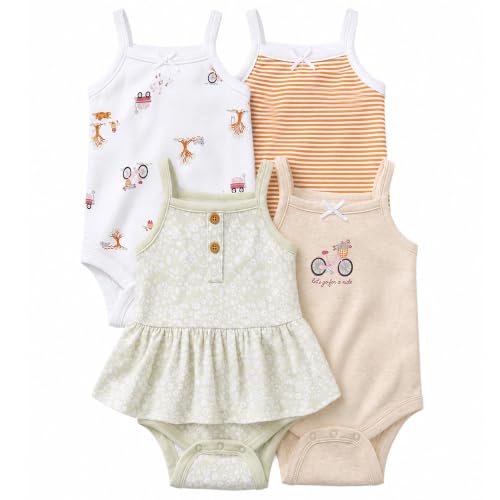 Image of Gerber Baby Girls Multi-Pack Sleeveless Onesies Bodysuit