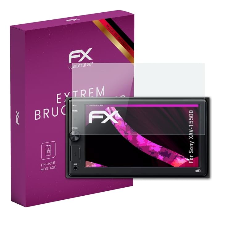 atFoliX Plastic Glass Protective Film compatible with Sony XAV-1550D Glass Protector, 9H Hybrid-Glass FX Screen Protector