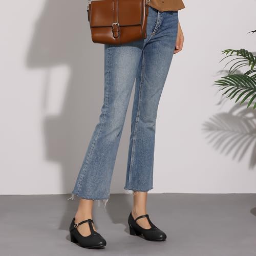 Allegra K Women's T-Strap Mary Jane Ankle Strap Block Heels Pumps4