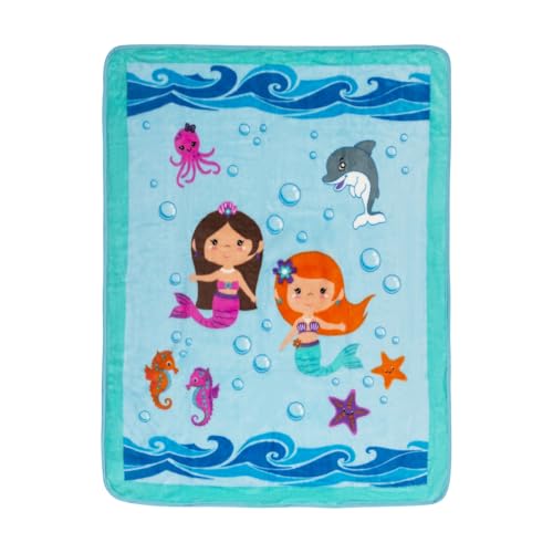 Image of EVERYDAY KIDS Toddler Throw Blanket - 30 inch by 40 inch - Mermaids Undersea Adventure - Super Soft, Plush, Warm and Comfortable