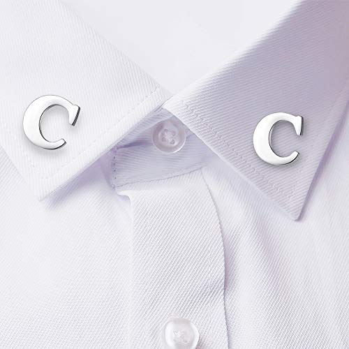Image of HONEY BEAR Initial Alphabet Letter Lapel Pins Collar Badge Brooches for Mens /Womens Shirt Dress Decoration Silver