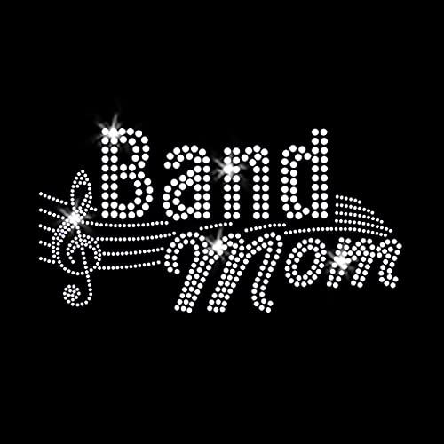 Band Mom Iron On Rhinestone Crystal T-Shirt Transfer by JCS Rhinestones