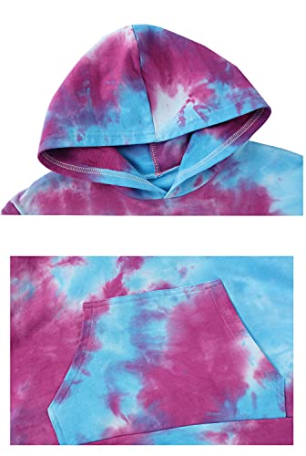 Image of Deeorla Little Boys Girls Cotton Tie Dye Hoodies Long Sleeve Pullover Sweatshirts for Big Kids 5-15Years