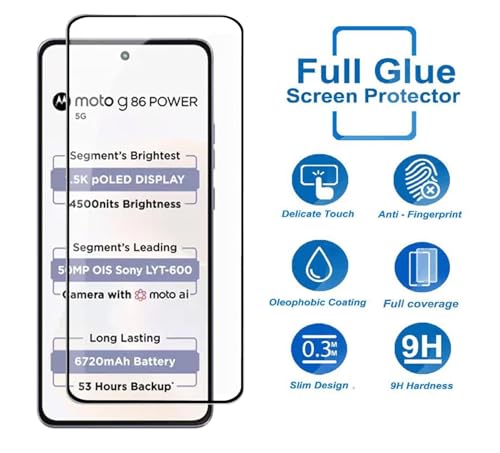 Image of HD Tempered Glass Screen Protector Compatible for Moto G86, G86 Power 5G with Edge to Edge coverage and Easy Installation kit