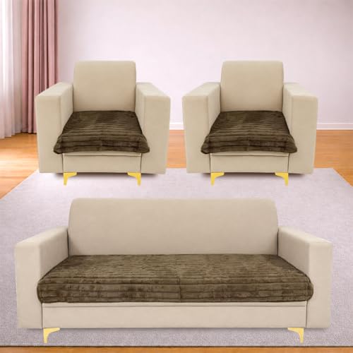 Image of Homerz Premium Rabbit Fur Sofa Cover with Anti-Skid Backing, Soft Plush Fabric Sofa Protector for Living Room Furniture (Coffee, 5 (3+1+1) Seater, Only Seat Cover)