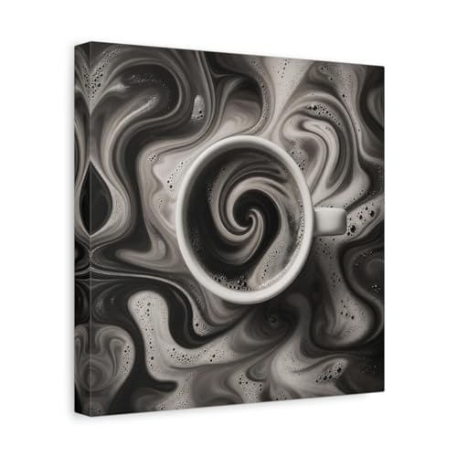 Impression sur toile café haut de gamme 30x30cm motif abstrait noir