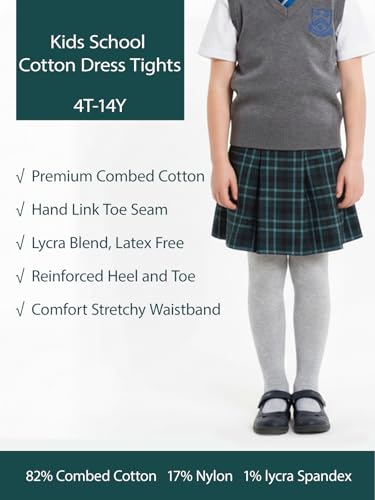 Image of COTTON DAY Kids Girls School Dress Cotton Tights Black White Navy Blue Burgundy