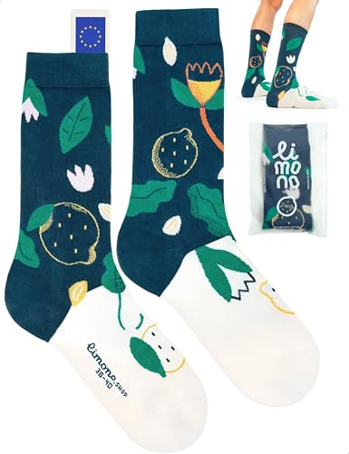 Limono® Calzini colorati Lemonheads - Design unisex cool e originali, con disegni ricchi e rari, con motivi moloni. Taglia unica, per uso quotidiano. Punta senza cuciture, Nero , 36-40