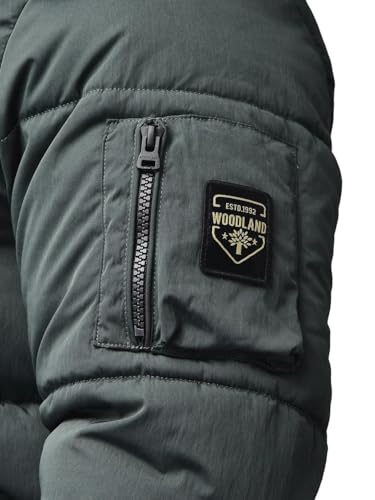 Image of Woodland Men's Olive Green Hooded Quilted Winter | Lightweight & Stylish