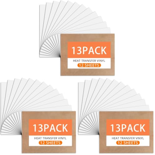 Image of White HTV Heat Transfer Vinyl Bundle: 39 Pack 12 inch x 10 inch White Iron on Vinyl for T-Shirt, Heat Transfer Vinyl for Silhouette Cameo or Heat Press Machine