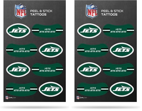 Image of Rico Industries NFL Football New York Jets Peel & Stick Temporary Tattoos - Eye Black - Game Day Approved! (Pack of 2)