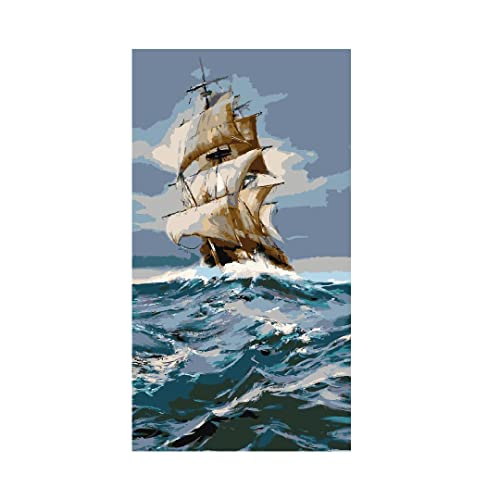 Image of RANGOLI 100% Cotton Stretched Canvas Painting 400 GSM, Framed Sailboat Canvas Abstract Wall Art for Living Room, 3D Paintings for Wall Decor (24 x 36 Inch With Frame)