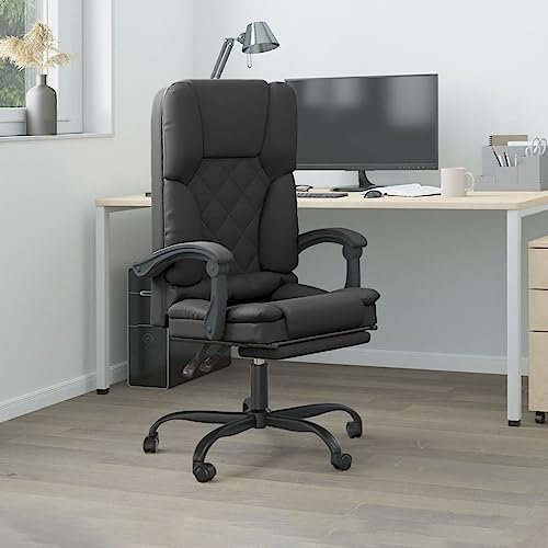 WEMYUFURN Silla de oficina con función de masaje de piel sintética, color negro, silla de oficina, silla de trabajo, silla de oficina ergonómica para el máximo - Silla de oficina para el trabajo o la