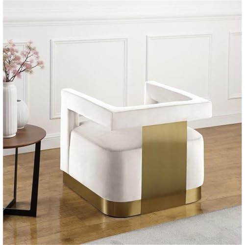 Sillón Terciopelo Cremoso con Acabado Dorado miniatura 5