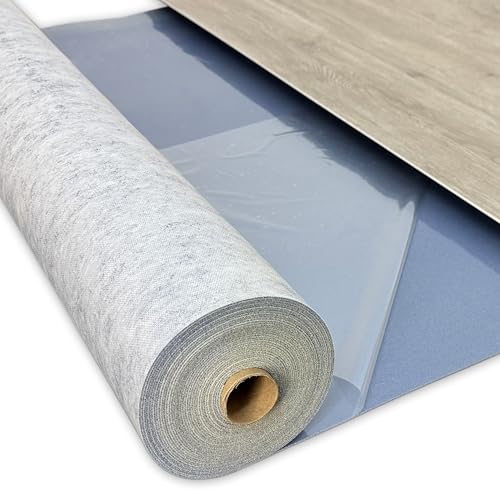 uficell VinoSoundFix Vinylunterlage und Designboden Trittschalldämmung - Stärke: 1 5 mm - 400 kPa Druckfestigkeit - Selbsthaftende Tritt- und Gehschalldämmung für Klick Vinylboden (10 m - 1 Rolle)
