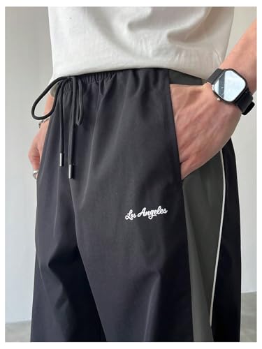 GORGLITTER Men's Letter Wide Leg Baggy Sweatpants Y2k Hip Hop Fashion Track Pants4