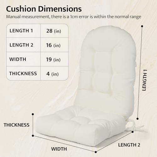 Image of mudilun Adirondack Chair Cushion 44x19x4in for Indoor Rocking Chair Pads | High-resilience foam particles,Thick Tufted, Anti-Slip with Ties,Fits most high back indoor Adirondack & rocking chair Pads