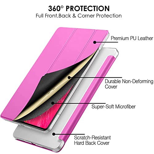 Image of DuraSafe Cases for iPad Pro 12.9 5th 4th [ PRO 12.9 inch 5 4 ] A2378 A2461 A2379 A2462 A2229 A2069 A2232 A2233 Trifold Hard Smart Auto Sleep /Wake PC Translucent Back Cover - Pink