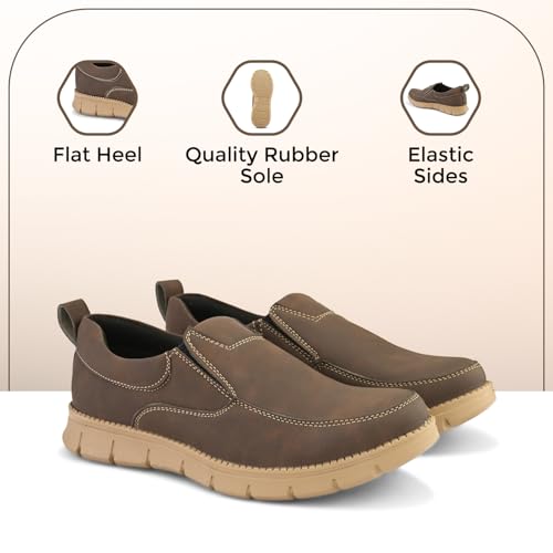 Image of STANPHORD Men Suede Slip-On Sneakers | Casual Daily Walking Shoes | Rubber Anti-Slip Sole | Lightweight Cushioned Streetwear Fashion Footwear (TPSI 5020)