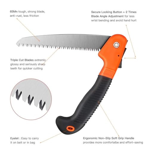 Image of Veltrix Pruning Gardening Saw | Sharp Blade Hand Saw for Tree, Branch & Wood Cutting | Lightweight, Durable Tool for Camping & Outdoor Use (Folding Pruning Saw 8 inch)