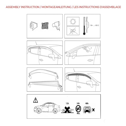 Rumplex Windabweiser Luftabweiser Regenabweiser Seitenfensterabweiser Kompatibel mit VW Passat Type B8 2015-2022 Autofenster Regenschutz Regenabweiser Anklebbare Deflektoren 4 Stück