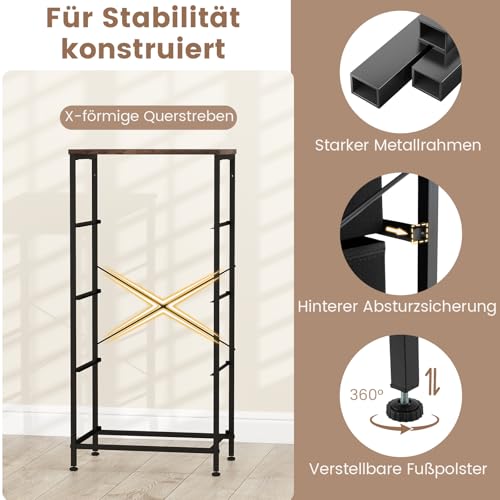 COSTWAY Komoda z 4 szufladami z tkaniny, szafka z szufladami z drewnianą płytą i metalową ramą, szafka komodo-sideboard, szafka do przechowywania do przedpokoju, salonu (45 x 30 x 95 cm, brązowa)