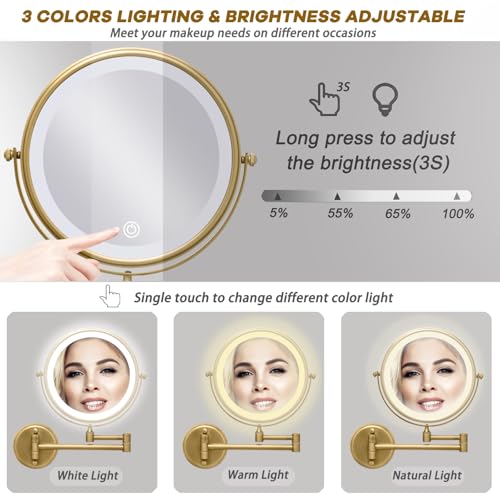 Espejo de maquillaje doble 8 pulg con luz recargable miniatura 2