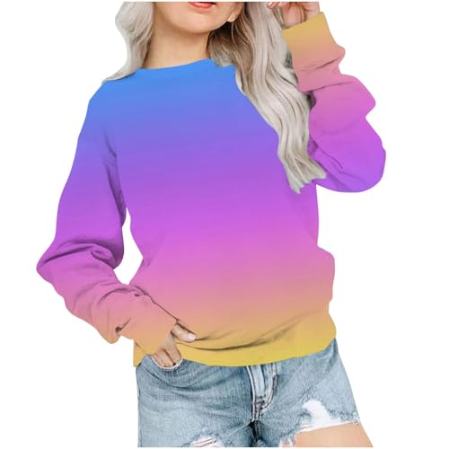 Girls Boys Crew Neck Sweatshirts Toddler to Big Kids Cute Gradient Sweatshirt Casual Loose Long Sleeve Pullover