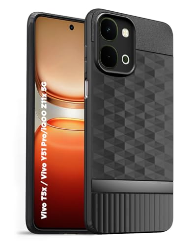 Image of Back Cover for Vivo Y51 Pro 5G Camera Protection 3D Hexa Cube Design Silicone Protective Bumper Back Case for Vivo Y51 Pro 5G - Black
