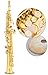 Aisiweier Soprano Saxophone SAX Bb Brass Lacquered Gold Body and Keys Woodwind instruments (gold)