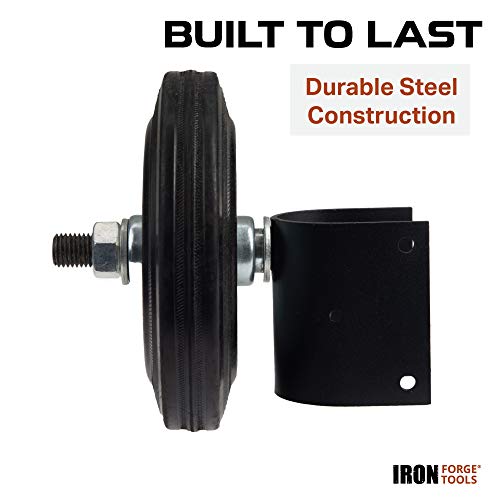 Image of Iron Forge Tools 6 Inch Hard Rubber Side Mount Rolling Tube Gate Wheel - Heavy Duty Wheels for Metal Tube Gates, Round Fence, Farm Gate Wheel - 1-5 /8 to 2 Inches in Diameter