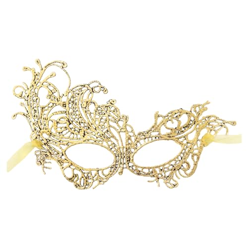 2026 Mujeres Maquillaje Danza Facial Protector Pintado con Polvo Dorado Cornered Half Face Carnaval Fiesta Protección Facial, dorado, talla única