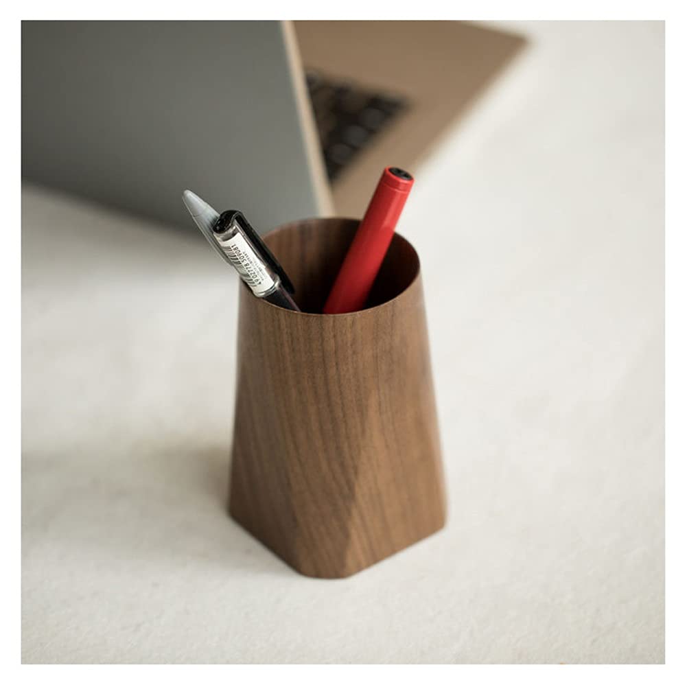 Stifthalter Schwarz Walnuss Ganz Holz Bleistifthalter, Anti-Rutsch-Bottom-Pen-Organisator für Schreibtisch, Schule Home Office Bleistift Cup (Color : Brown)