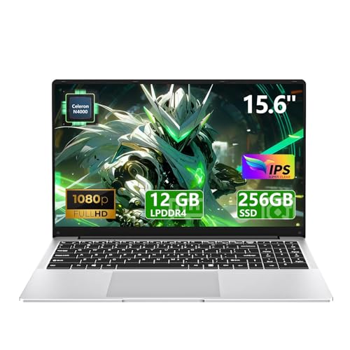 15.6' Laptop Computer DDR4 12GB RAM 256GB SSD,traditional laptop computers with N4000 (Up to 2.60...