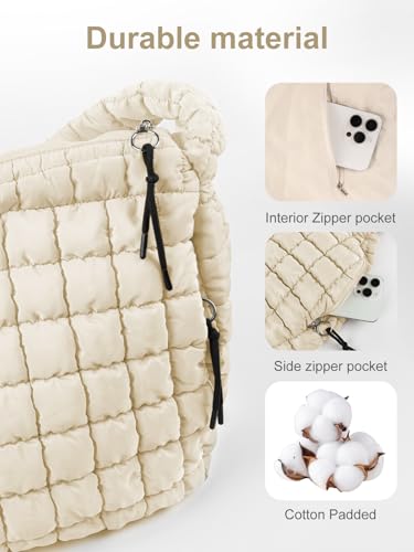 Image of Puffer Tote Bag for Women initial Tote Bag Quilted Large Carryall Bag Puffy Cross-body Bag Hobo Handbags