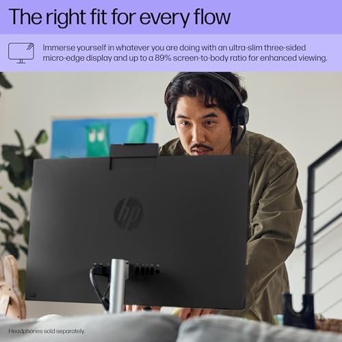 Image of HP 23.8 inch All-in-One Desktop PC, FHD Touchscreen, AMD Ryzen 5 7520U, 16 GB RAM, 1 TB SSD, AMD Radeon Graphics, Windows 11 Home, Jet Black, 24- cr0140 (2025)