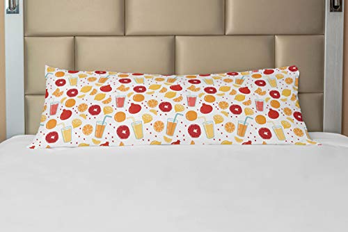 ABAKUHAUS Orange Taie de Traversin avec Fermeture à Glissière, Fruits de jus de Citron, Taie d'oreiller Longue Décorative, 53 x 137 cm, Abricot Ruby