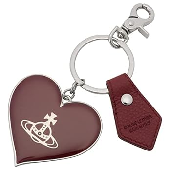 Vivienne Westwood Grain Leather Mirror Heart Orb Key Ring
