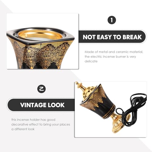 Brûleur de parfum électrique vintage noir en céramique pour table