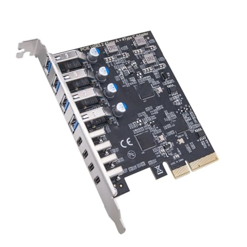 PCIE USB3.2 10Gbps Expansion Card PCIE to 4 Port USB A+4 Port USB C Adapter USB Adapter for Desktop PC