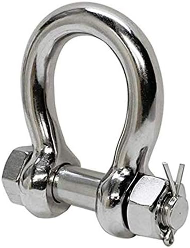 5/8" Marine Stainless Steel Bow Shackle with Cotter Pin Lock 2 TON 4000 Lbs WLL