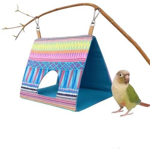 Image of Thai Style Bird Nest with Hole House Hammock Hanging, Finch Cage Plush Fluffy Birds Hut Hideaway for Hamster Parrot Macaw Budgies Eclectus Parakeet Cockatiels Cockatoo Lovebird