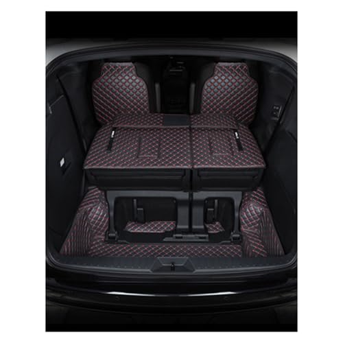 Tapis de coffre pour Toyota Sienna 2021 premium robuste et imperméable noir surpiqué rouge