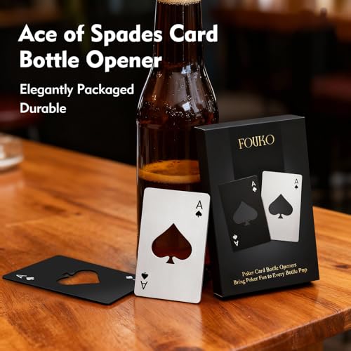 4 Pcs Credit Card Bottle Openers, 2 Black & 2 Silver Ace of Spades Bottle Opener, Stainless Steel Beer Opener for Wallet Pocket